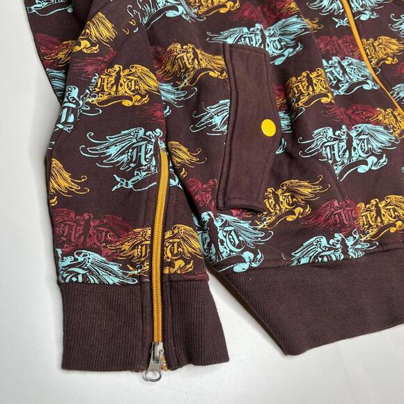 A. Tiziano Eagles Graphic Zip-Up Track Jacket Java Brown 3XL Cotton Y2K Street - Picture 5 of 6